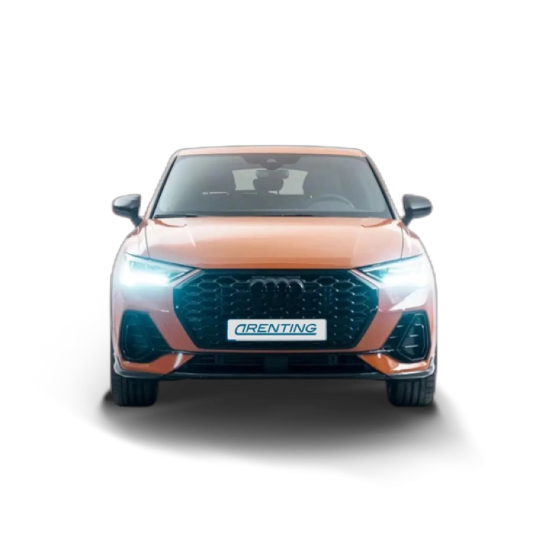 Renting Audi Q3 Sportback 35 TFSI Black line S tronic Naranja
