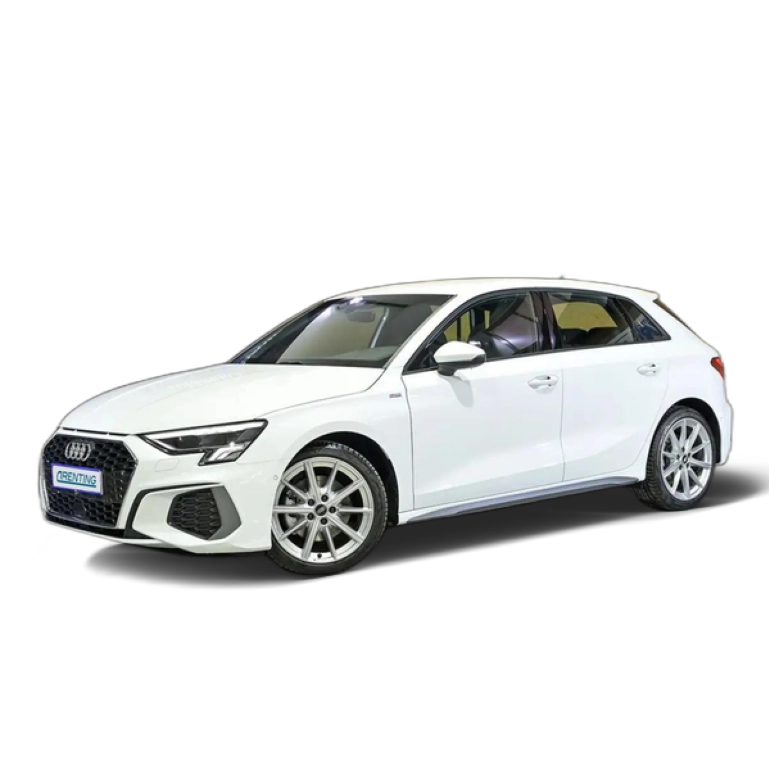 Renting Audi A3 Sportback Genuine Ed 35 TFSI 110kW S tro Blanco 1