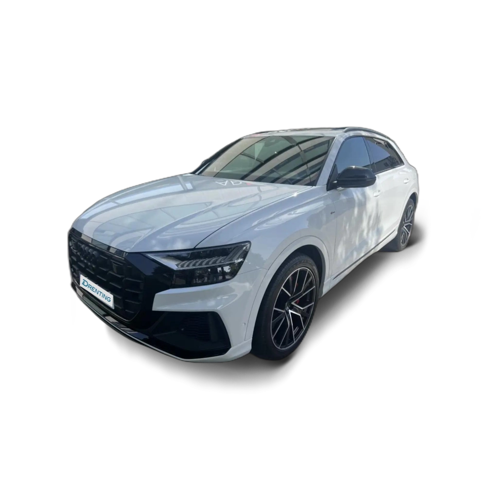 Renting Audi Q8 60 TFSIe Black line plus quattro Blanco